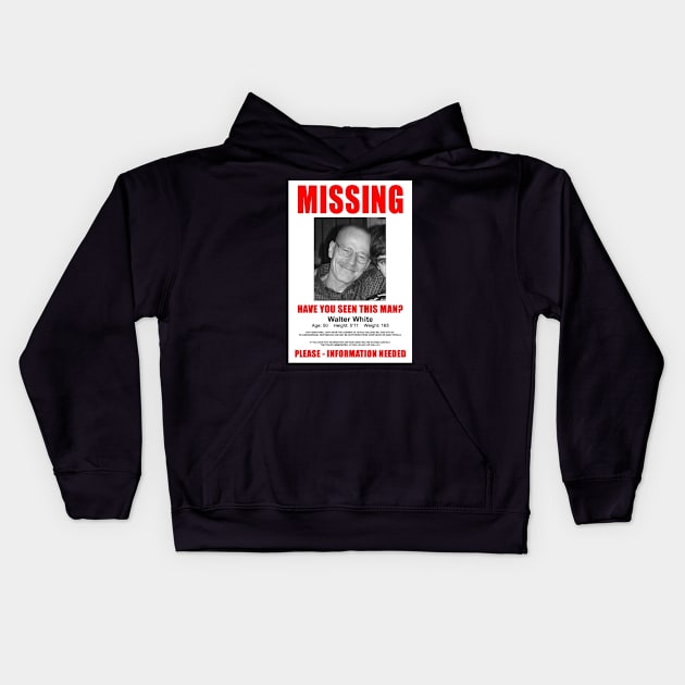 Breaking Bad Missing Sign Kids Hoodie by Aries Black